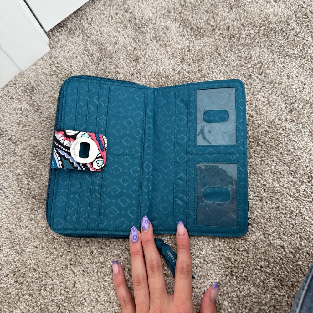 Vera Bradley Women's Floral Wallet - Teal and Pink - Picture 2 of 6